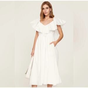 Adam Lippes Collective White Eyelet Ruffle Summer Dress Womens Size 4